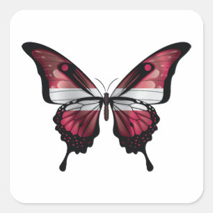 Sticker Carré Drapeau papillon de la Lettonie