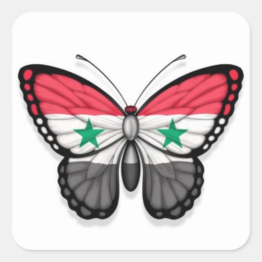 Sticker Carré Drapeau papillon syrien (Devant)