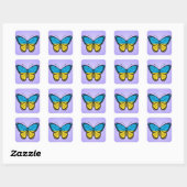 Sticker Carré Drapeau papillon ukrainien sur violet (Feuille)