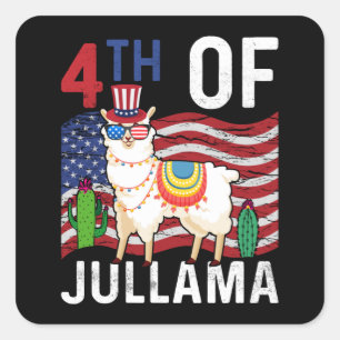 Sticker Carré Drapeau Patriotique Américain Du 4E Jullama Lama 4