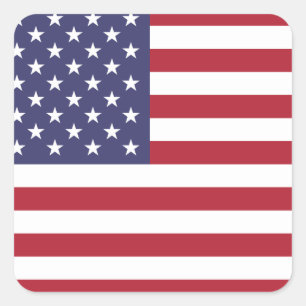 Sticker Carré Drapeau Patriotique Américain Juillet 4 Etoiles & 