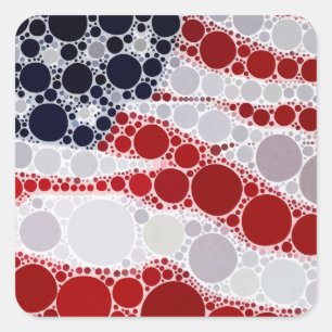 Sticker Carré Drapeau Patriotique Rouge Blanc Bleu Abstrait Amér