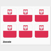 Sticker Carré Drapeau polonais et armoiries, Drapeau de Pologne (Feuille)