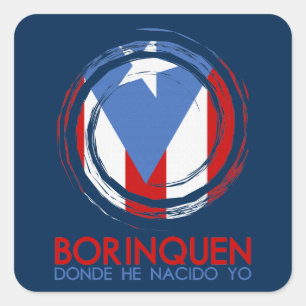 Sticker Carré Drapeau Porto Rico Borinquen