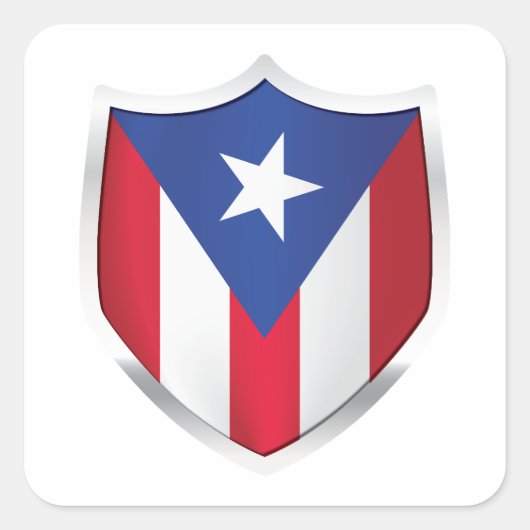 Sticker Carré Drapeau Porto Rico Silver Shield (Devant)