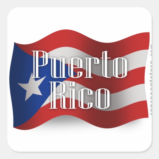 Sticker Carré Drapeau Porto Rico Waving (Devant)