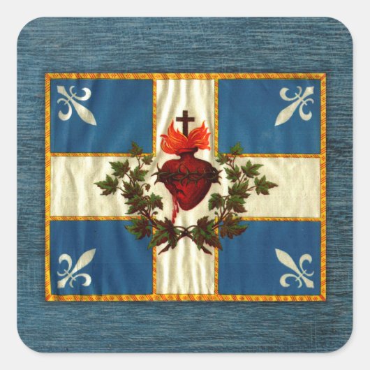 Sticker Carré Drapeau Québec antique Carillon Sacré-Cœur (Devant)