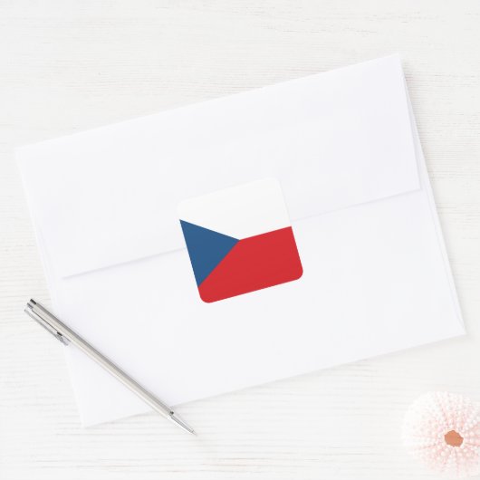 Sticker Carré Drapeau République tchèque (Enveloppe)