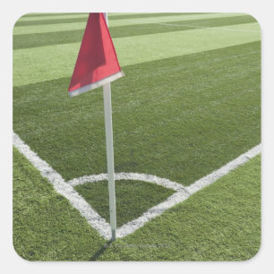 Sticker Carré Drapeau rouge du coin sur le terrain de football