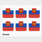 Sticker Carré Drapeau russe et armoiries, drapeau de la Russie (Feuille)