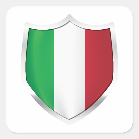 Sticker Carré Drapeau Silver Shield Italie (Devant)