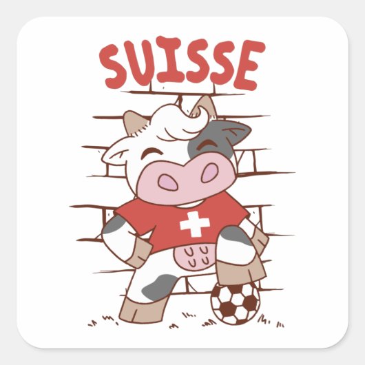Sticker Carré Drapeau Suisse de football vaches (Devant)