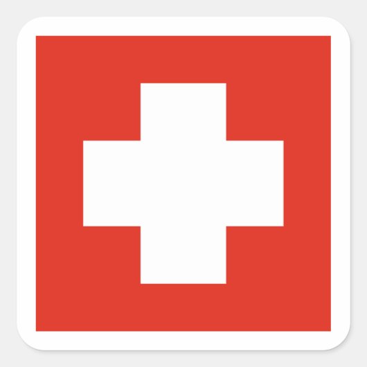 Sticker Carré Drapeau suisse et Suisse (Devant)