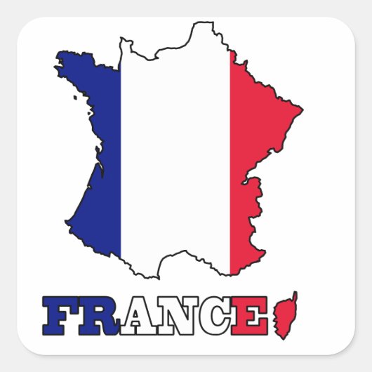 Sticker Carré Drapeau sur la carte de France (Devant)