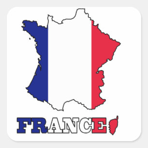 Sticker Carré Drapeau sur la carte de France