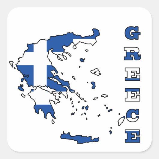 Sticker Carré Drapeau sur la carte de la Grèce (Devant)