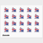 Sticker Carré Drapeau sur la carte de l'Islande (Feuille)