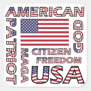 Sticker Carré Drapeau texte américain patriotique