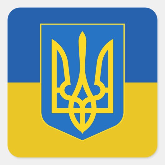 Sticker Carré Drapeau trident de l'Ukraine (Devant)