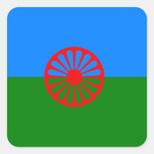 Sticker Carré Drapeau tzigane romani officiel (Devant)