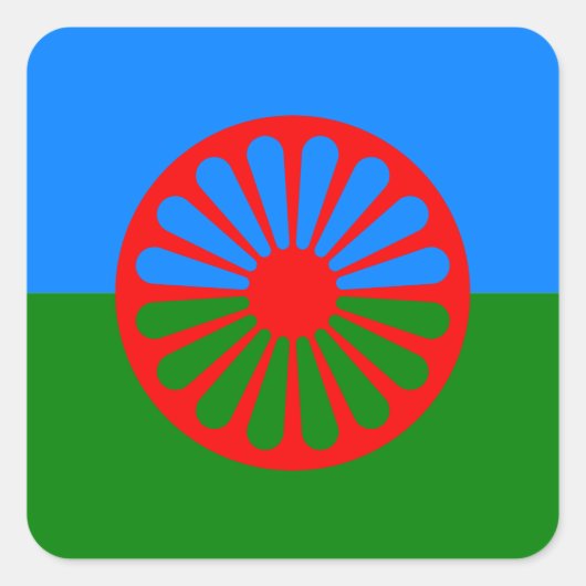 Sticker Carré Drapeau tzigane romani officiel (Devant)