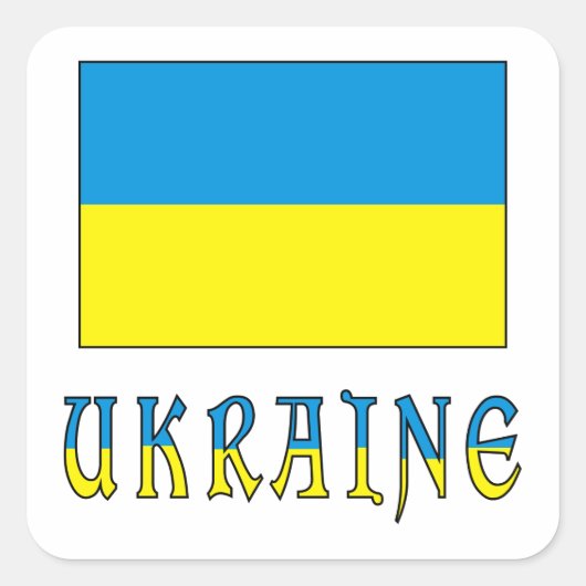 Sticker Carré Drapeau ukrainien (Devant)