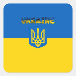 Sticker Carré Drapeau ukrainien Armoiries