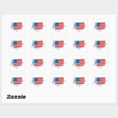 Sticker Carré Drapeau USA Sur Carte (Feuille)