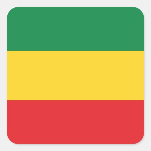 Sticker Carré Drapeau vert, or (jaune) et rouge (Devant)