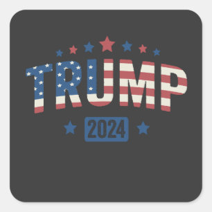 Sticker Carré Drapeau Vintage Patriotique Américain 2024 de Trum