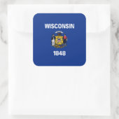 Sticker Carré Drapeau Wisconsinite, Drapeau Wisconsin (Sac)
