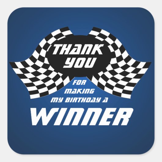 Sticker Carré Drapeaux de course Merci bleu (Devant)