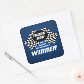 Sticker Carré Drapeaux de course Merci bleu (Enveloppe)