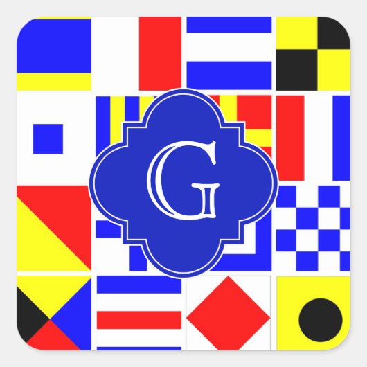 Sticker Carré Drapeaux de signalisation nautique Monogramme de Q (Devant)