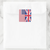 Sticker Carré Drapeaux Union Jack et États-Unis d'Amérique (Sac)