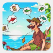 Sticker Carré Dreaming of the Perfect Catch : A Fisherman’s Dayd (Devant)