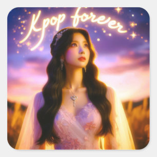 Sticker Carré Dreams and Stars : Célébrer K-Pop pour toujours