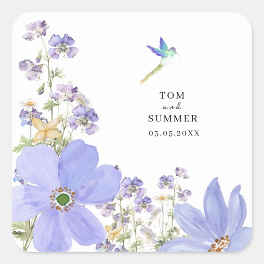 Sticker Carré Dreamy Lilac Mariage (Devant)