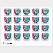 Sticker Carré Dreamy Pastel Horse Cascade Nature Scene (Feuille)
