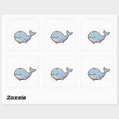 Sticker Carré Dreamy Whale – Cute Kawaii Animal Illustration (Feuille)