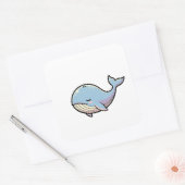 Sticker Carré Dreamy Whale – Cute Kawaii Animal Illustration (Enveloppe)