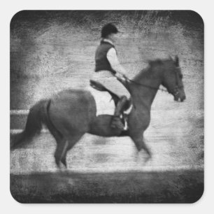 Sticker Carré Dressage dans la grunge noire et blanche