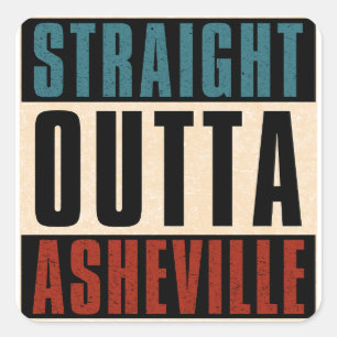 Sticker Carré Droit devant Asheville Caroline du Nord NC