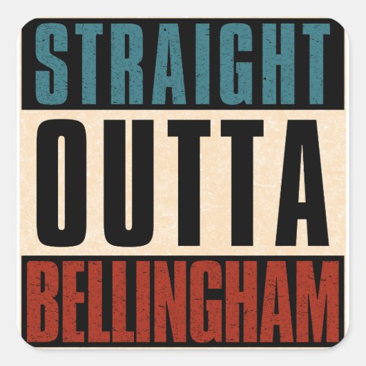 Sticker Carré Droit devant Bellingham Washington WA (Devant)