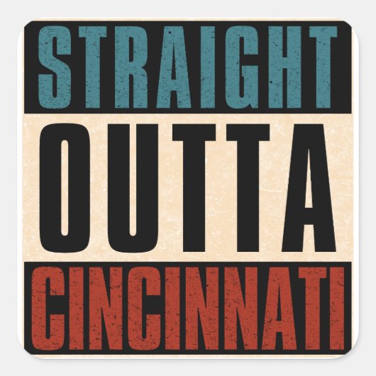 Sticker Carré Droit devant Cincinnati Ohio OH (Devant)