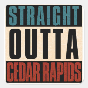Sticker Carré Droit devant les rapides de cèdre Iowa IA