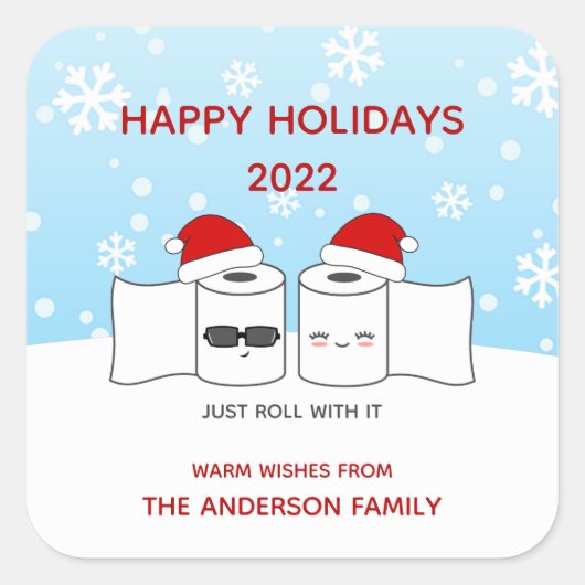 Sticker Carré Drôle 2020 Avec Du Papier Toilette (Devant)