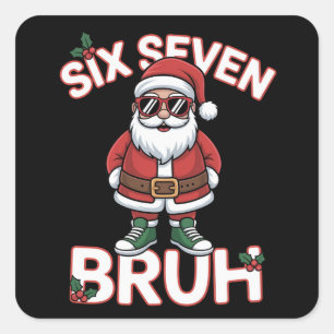 Sticker Carré Drôle 67 Six Sept Noël Bruh Santa