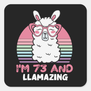 Sticker Carré Drôle Adorable Llama 73e Cadeau Anniversaire Pour 