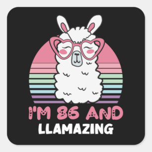 Sticker Carré Drôle adorable Llama 86e cadeau d'anniversaire pou